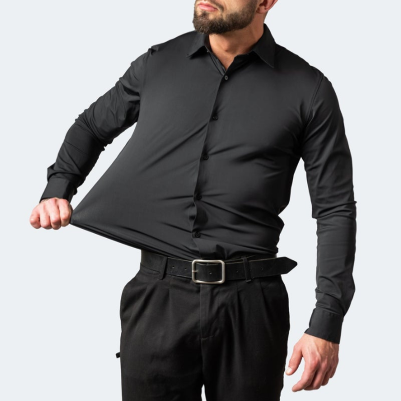 Einfarbiges Business-Stretchhemd für Herren