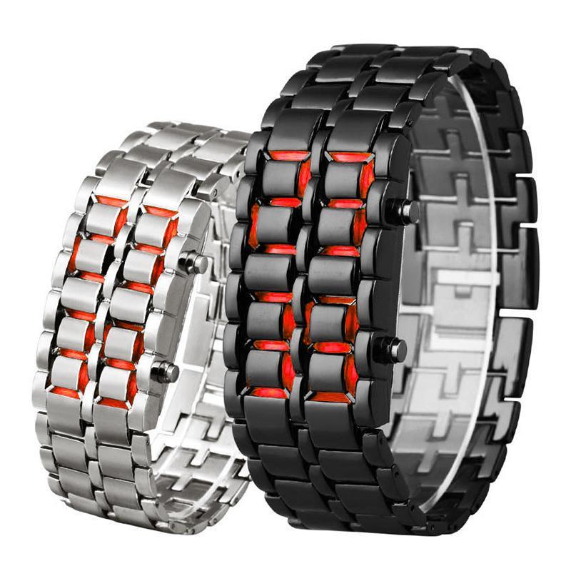 Herren Lava LED Digitale Edelstahl Armbanduhr
