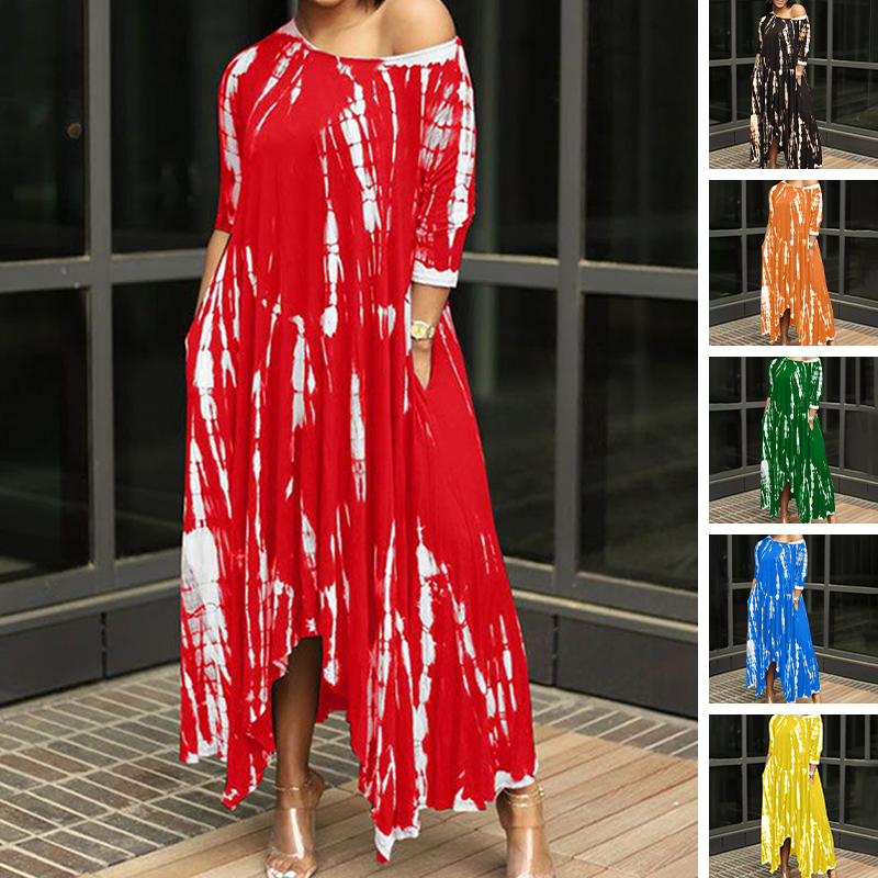 Unregelmäßiges Kleid mit Tie-Dye-Print