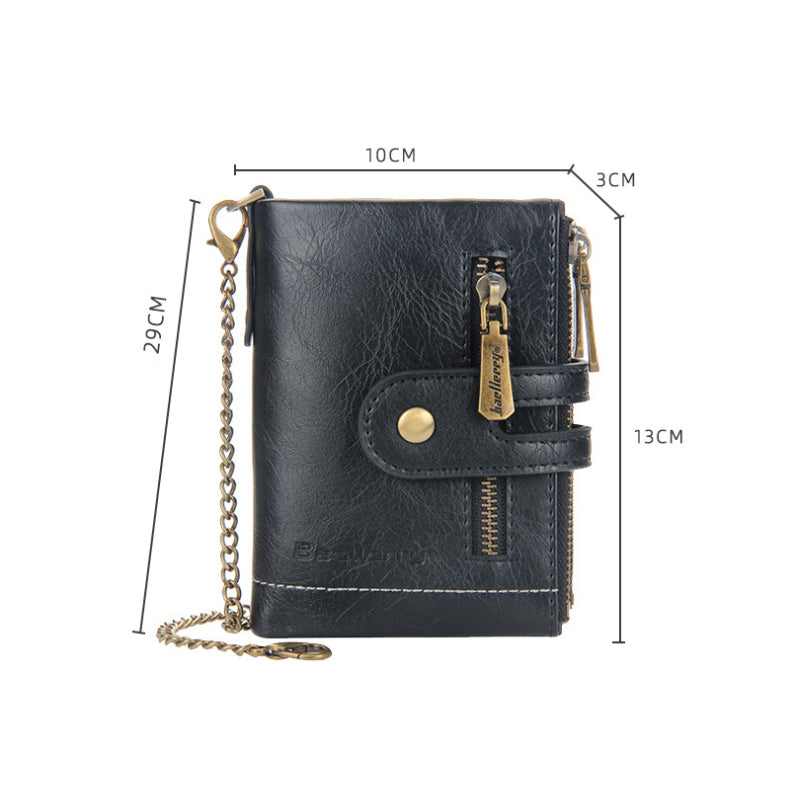 Vintage Doppelreißverschluss Brieftasche mit mehreren Kartenfächern für Herren